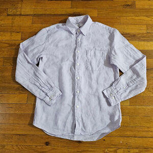Uniqlo Mens Linen Button Up Shirt Purple Size Small